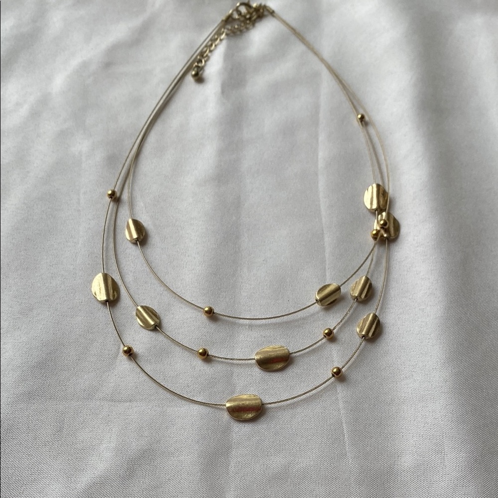 Gold Multi-Strand Necklace with Layered Design